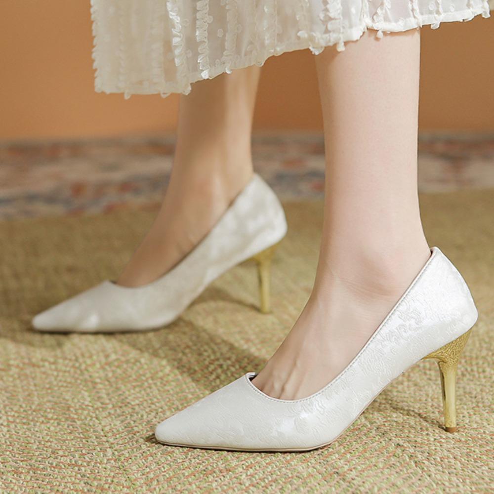 Модные новые женские туфли-лодочки больших размеров с острым носком, туфли-лодочки на высоком каблуке, свадебные туфли на каблуке для женщин Zapatos De Mujer