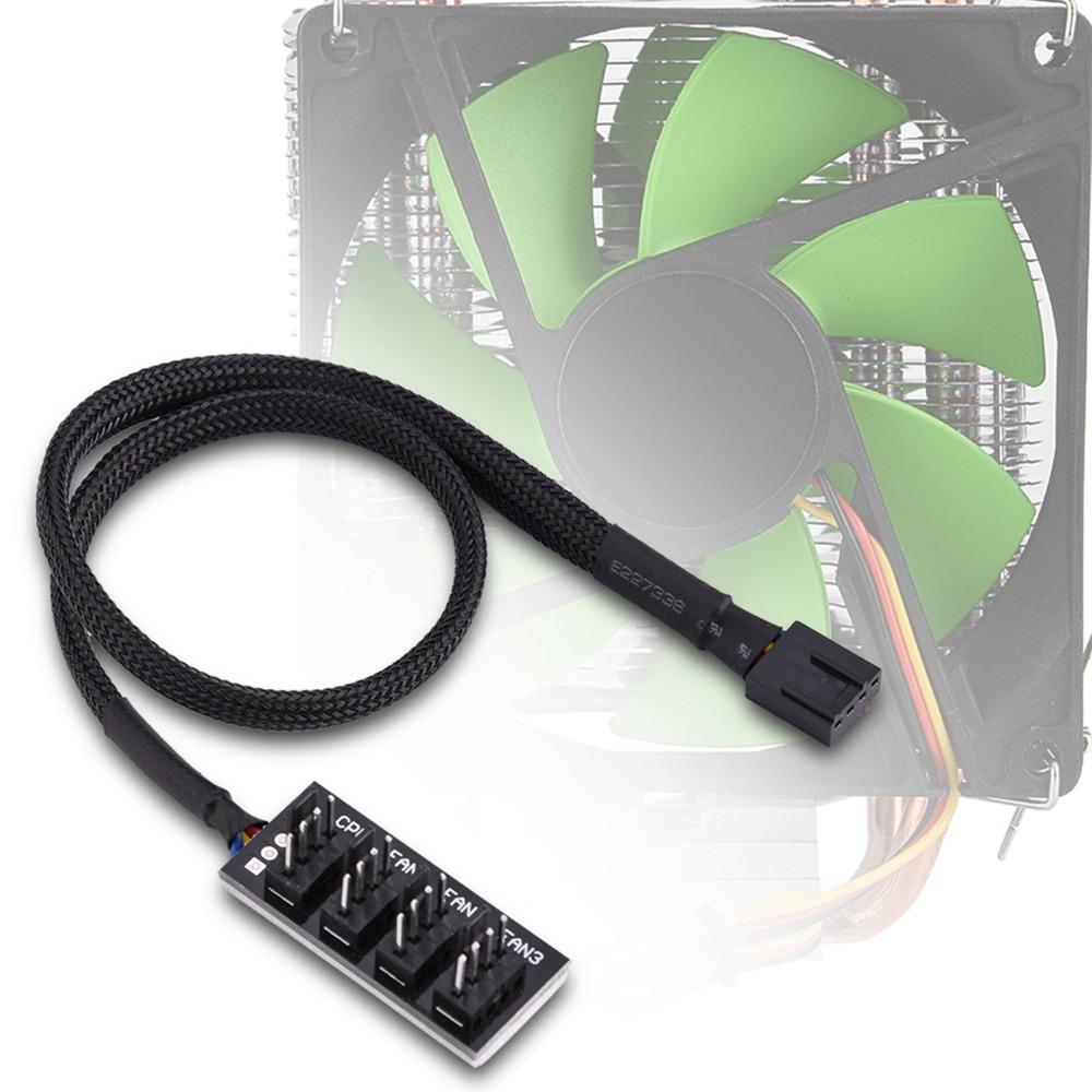 4-Pin Connector PWM Fan Hub Black Power Splitter Connector Fan Splitter Cable PC Case Internal