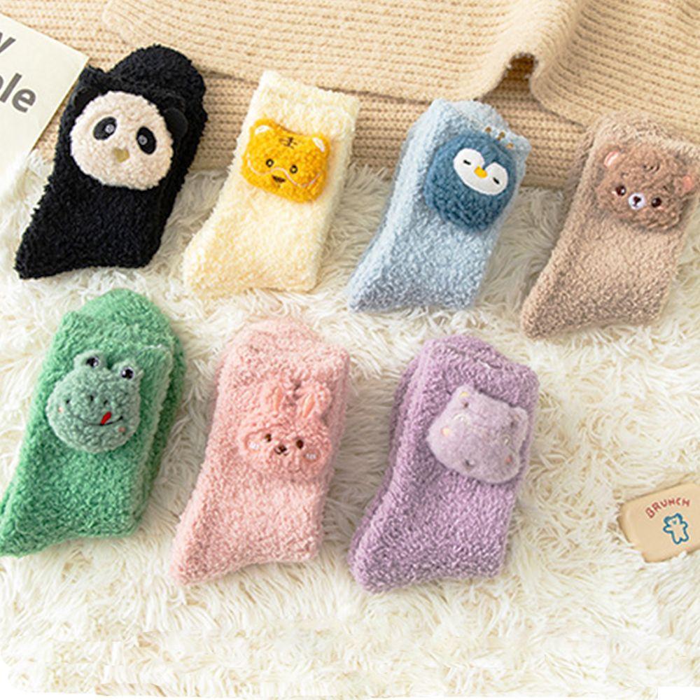 Penguin Bunny Middle Tube Bear Floor Socks Coral Fleece Socks Women Frog Socks Cartoon Hosiery