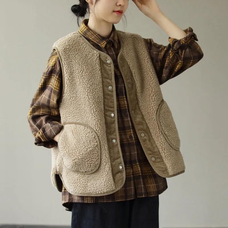 Женский жилет Жилет Новая осенне-зимняя женская верхняя одежда Вельвет спереди и сзади