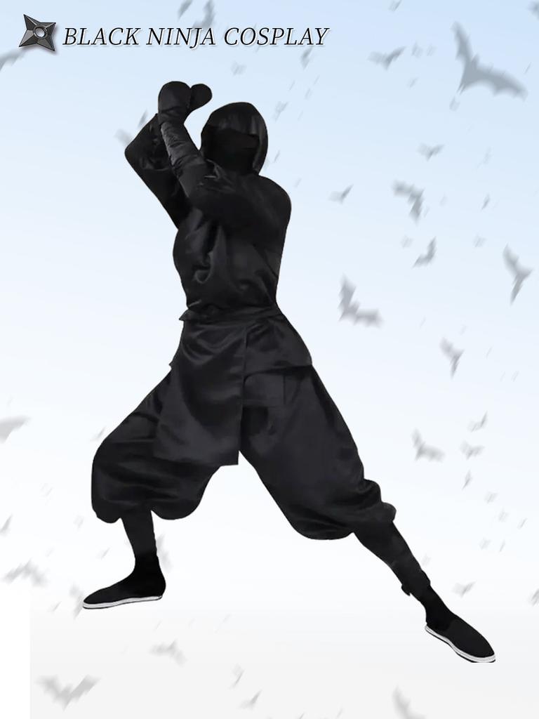 Японский черный костюм ниндзя Костюм на Хэллоуин Мужской Костюм Темного Ассасина Ночной Костюм Костюм Самурая Костюм Самурая для Хэллоуина