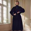 Autumn and Winter Women's Clothing Plus Long Woolen Coat Over Knee Thickened Lapel Super Long Slim Trench Coat Jacket