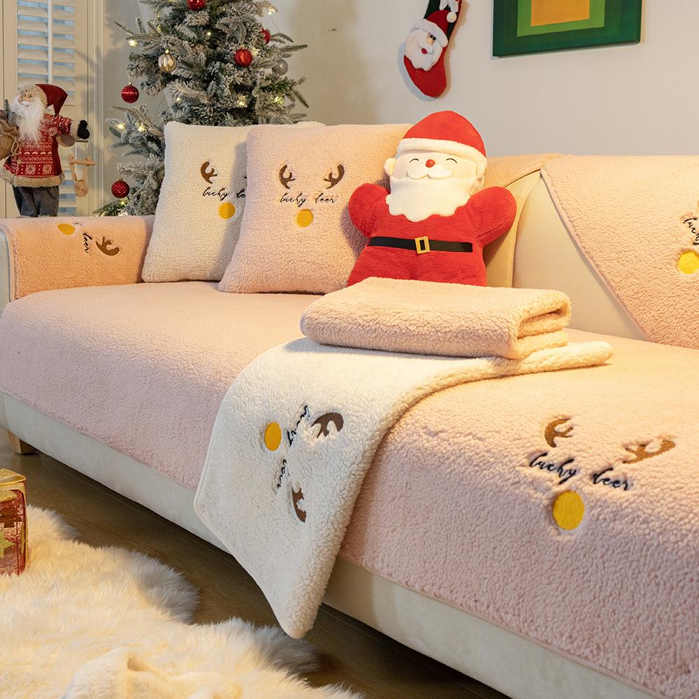 Рождественский Нескользящий Чехол-Протектор для Дивана Шезлонг Всесезонный Универсальный Эластичный Угловой Чехол-Полотенце для Подушки Дивана 1/2/3/4-местный