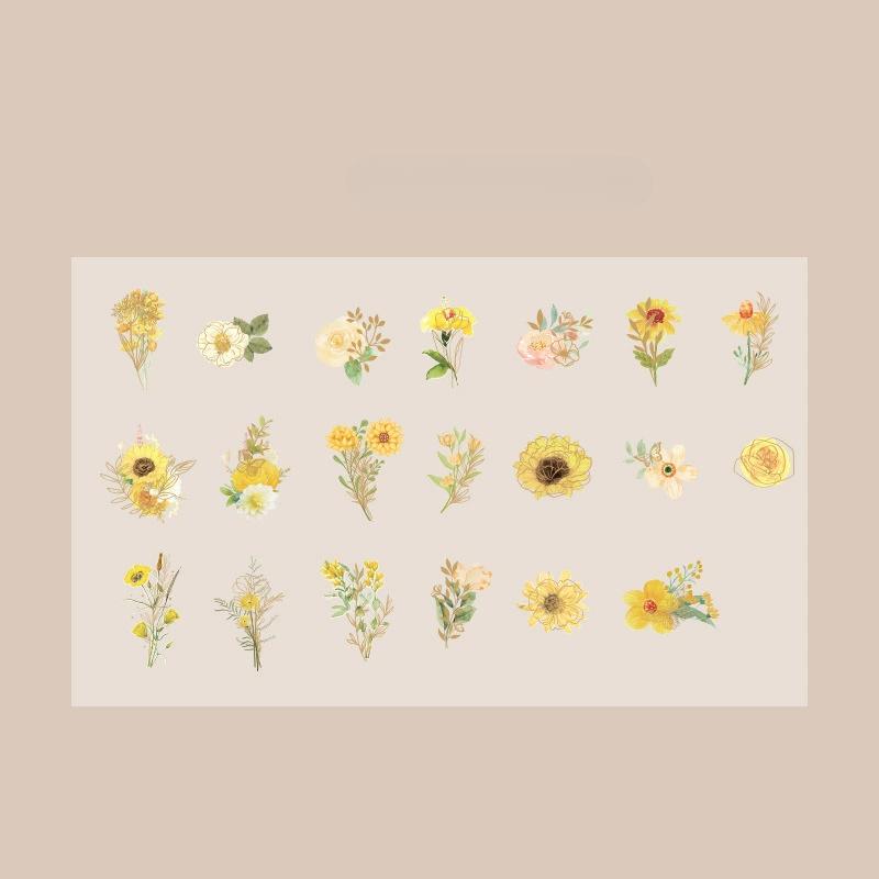 40Pcs/Bag Aesthetic Flower Stickers Pack Fresh Plant Hand Account DIY Material Decorative Stationery Stickers