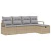 Canapés de jardin 5 pièces avec coussins Beige en poly rattan, Canapé de jardin 2 places avec coussins Beige en poly rattan 3359159
