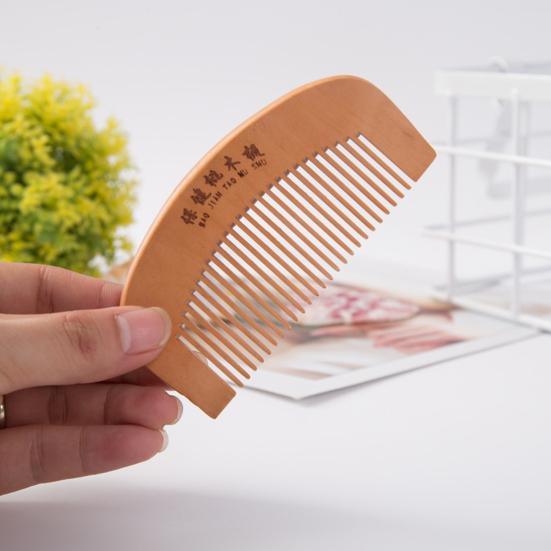 Hair Health Care Natural Peach Wood Teeth Anti-Static Comb Close Head Massage