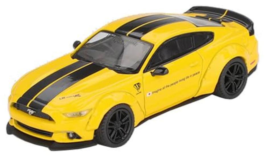 Sunrich MINI GT Ford Mustang Triple Yellow Готовая модель 1/64 LBWORKS (Правый руль) MGT01077-R