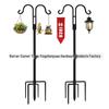 Double Wrought Iron Shepherd's Hook for Outdoor Gardens and Courtyards