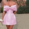 Women's Off-the-Shoulder Bow Dress, 2025 Summer Collection - Sexy Strapless Jacquard Short Skirt