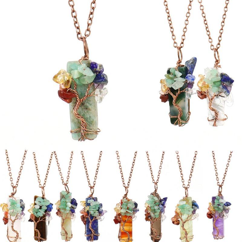 1 шт. натуральный камень неправильной формы кристальная полоса аметист древо жизни гравий кулон ожерелье