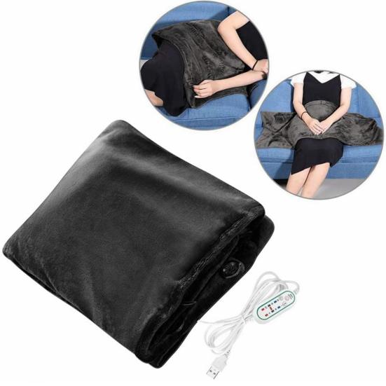 Зимнее электрическое одеяло с 3 уровнями регулировки температуры, зарядкой через USB, толстым двухсторонним материалом, установкой времени, для кемпинга, путешествий, офиса, дома, обогреваемое одеяло