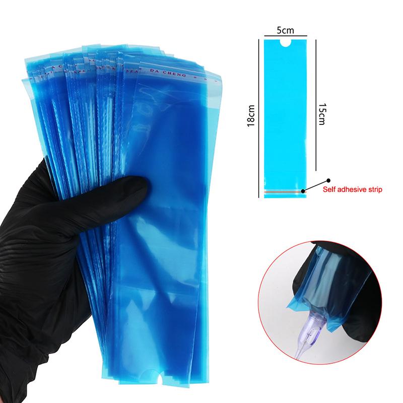 100 шт. больших размеров сумки для тату-ручек чехлы для машинок для татуировок черные синие самоклеящиеся чехлы аксессуары для татуировок