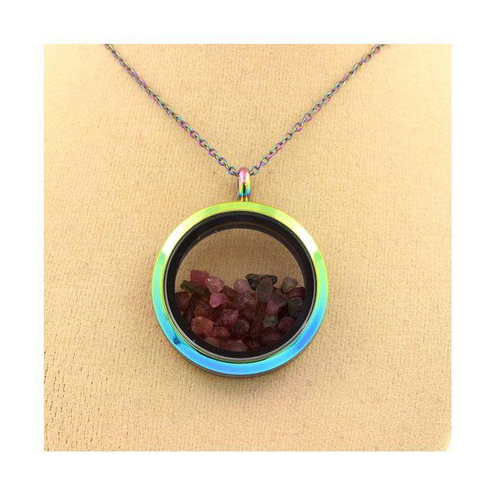 Pierres et Minéraux. Collier Tourmaline multicolore brut. Modèle multicolore.