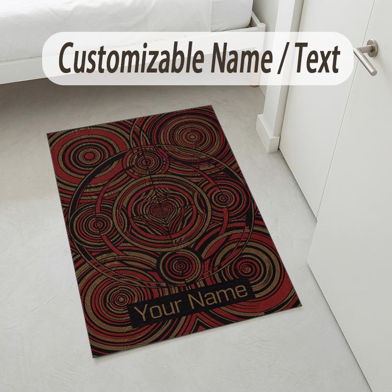 Heart Theme Soft Crystal Velvet Rug Custom Name & Text Print Non Slip Floor Rug for Bedroom Living Room