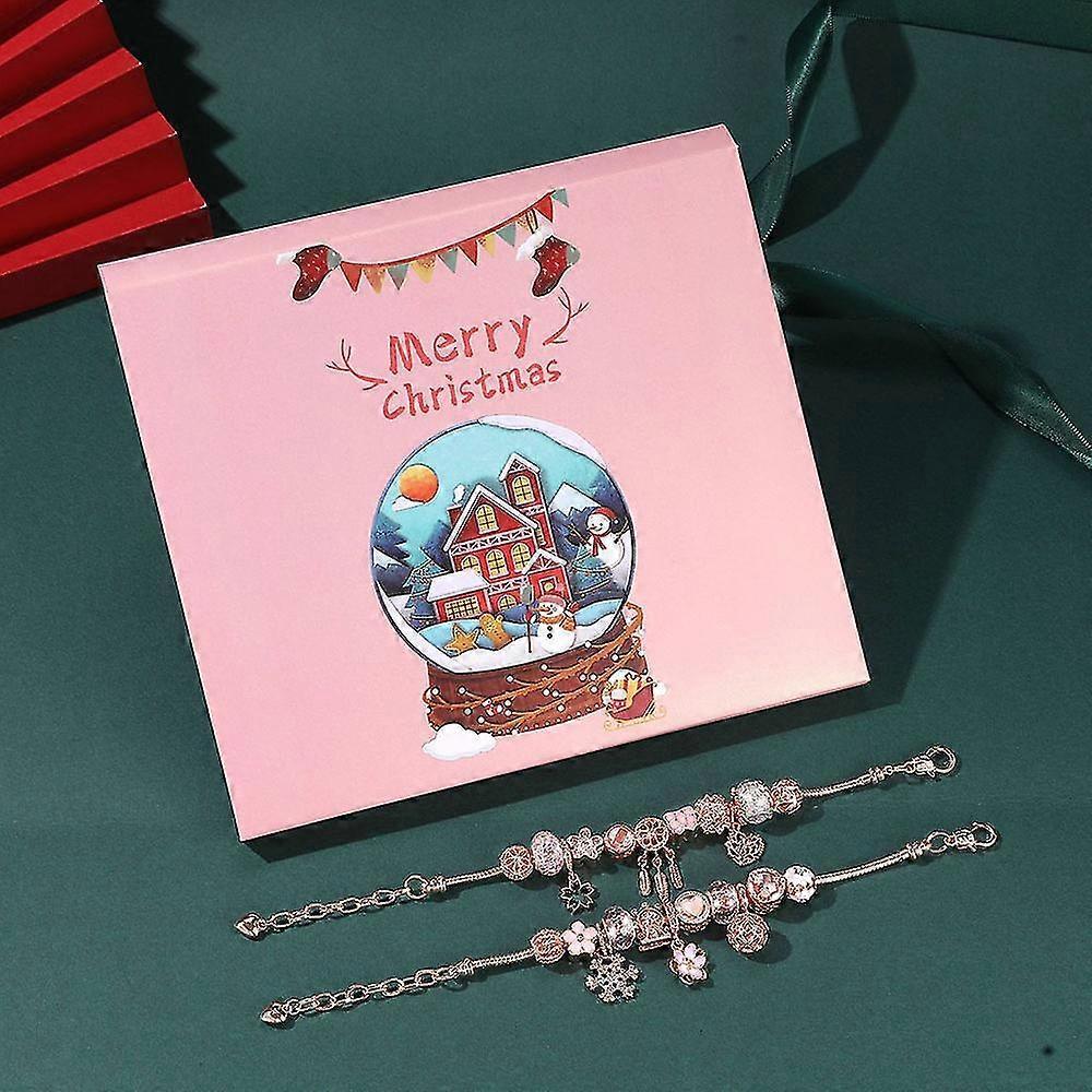 24 Grid Christmas Roses Gold Diy Bracelet Gift Box Stylish Holiday Countdown Toys Box For Children Boys Girls