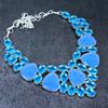 Aqua Chalcedony Ethnic 925 Sterling Silver Jewelry Necklace 18" R8n77