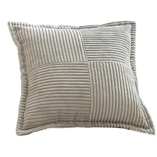 Рождественская наволочка, мягкий однотонный вельветовый полосатый квадратный декоративный чехол с широкой каймой, домашний декор