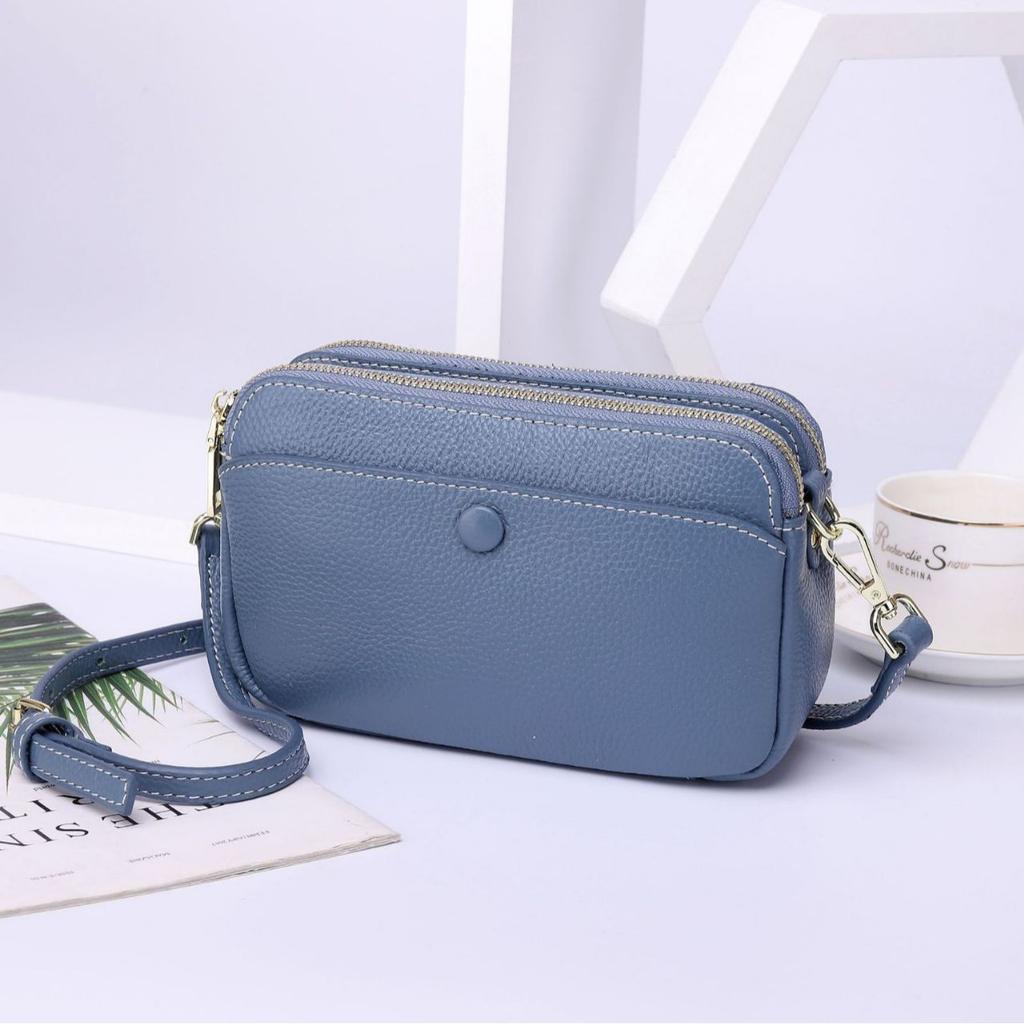 Женская сумка на плечо из коровьей кожи, сумка кроссбоди с несколькими отделениями на молнии, практичная женская сумочка, простая маленькая квадратная сумка