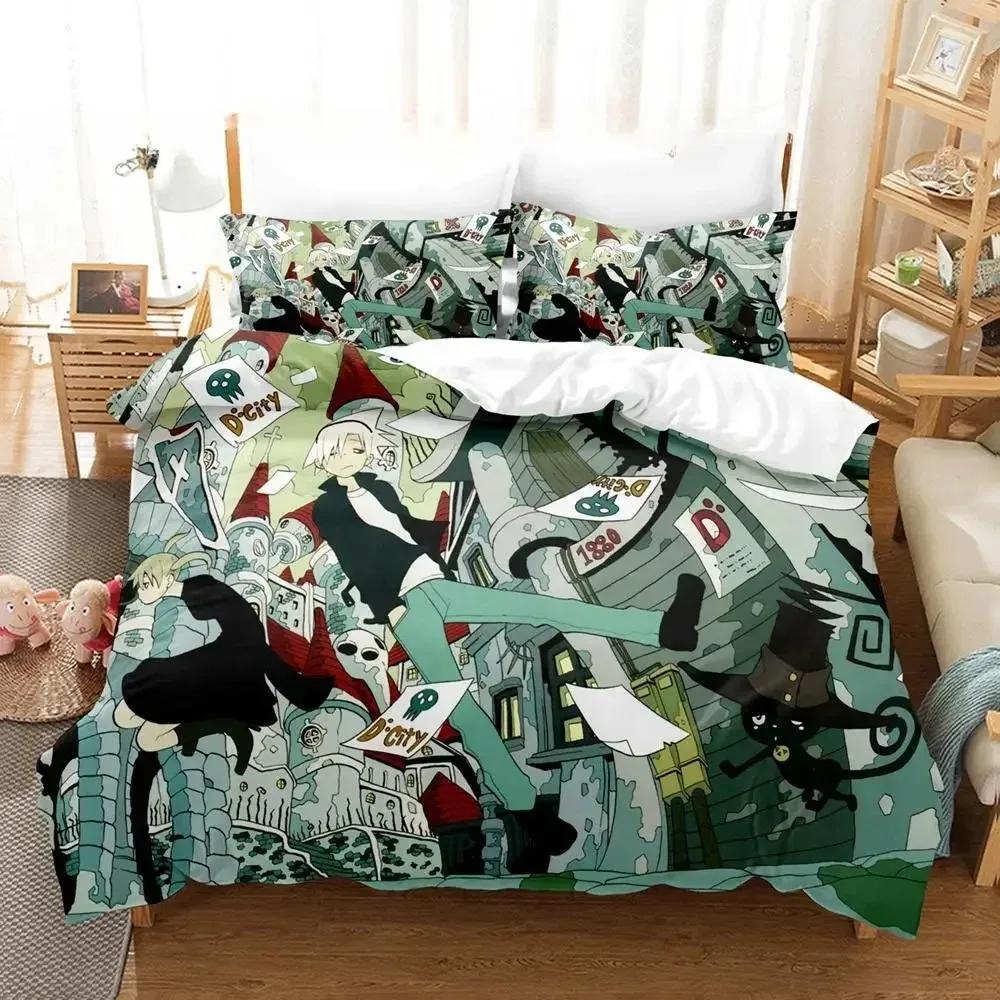 Новый комплект постельного белья с 3D-мультфильмами Soul Eater Single Twin Full Queen King Size Bed Set Adult Kid Bedroom Duvet cover Sets Home Textiles