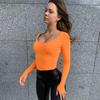 Оранжевый неоновый боди, женский облегающий костюм с длинным рукавом, сексуальная осенне-зимняя уличная одежда, клубная одежда для вечеринок, повседневная женская одежда