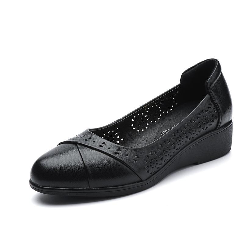 GKTINOO 2025 Женские балетки из натуральной кожи, женские мягкие балетки с острым носком, летние женские туфли-лоферы с перфорацией для мамы, женская обувь, сандалии