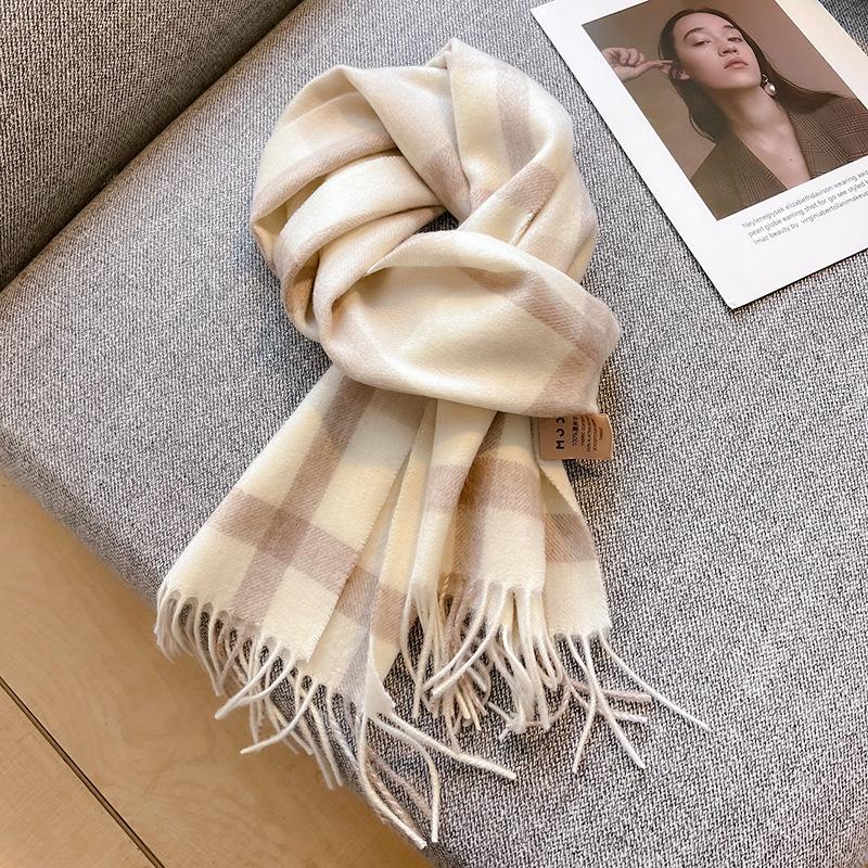 100% Wool Australian Pure Wool Plaid Scarf Winter Versatile Warm Couple Scarf