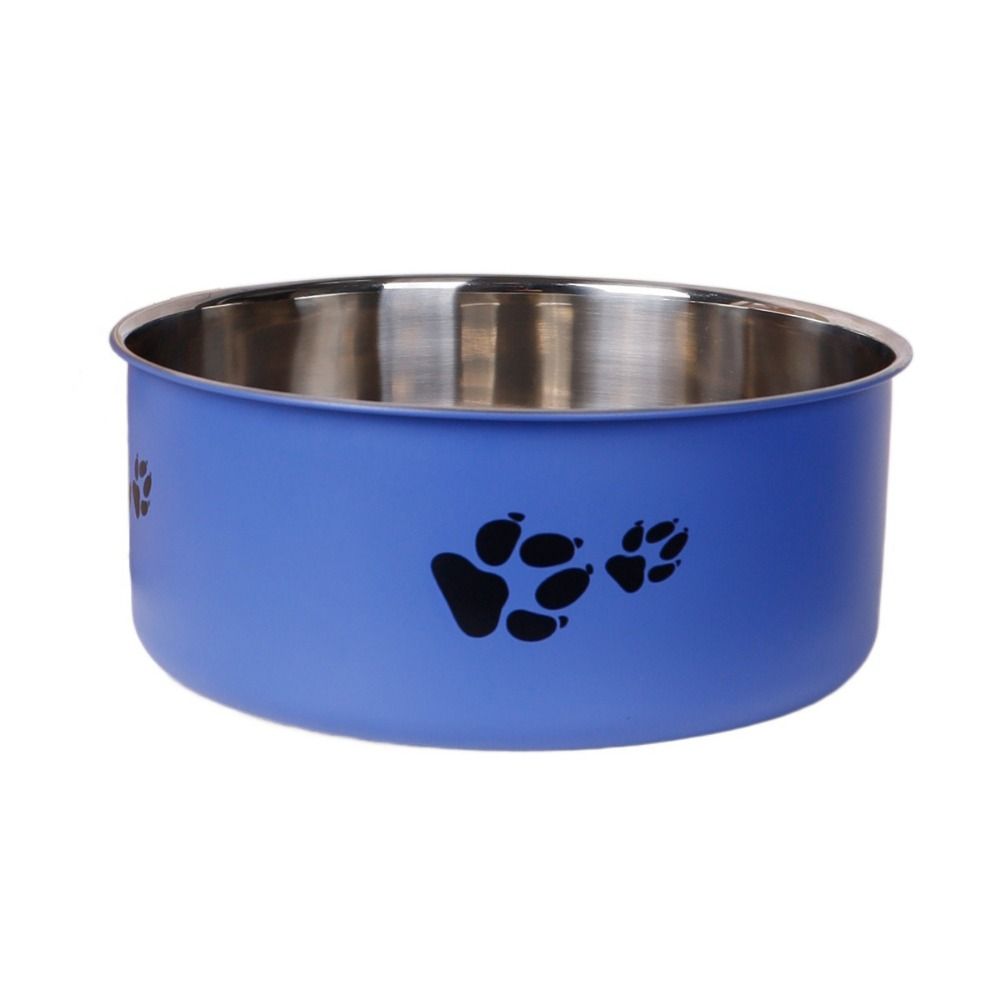 Cartoon Footprint Stainless Steel Pet Dog Bowl Large Capacity Skidproof Cat Feeding Bowl Non-slip Puppy Food Drinking Tray
