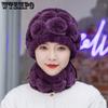 Woman Autumn Winter Warm Hat Otter Rabbit Fur Hat Versatile Ear Protection Cap Knitted Fur Hat Scarf Set