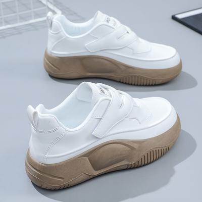 K8610 Женские белые туфли, новые зимние туфли на толстой подошве, увеличивающие высоту, износостойкие спортивные универсальные туфли с одинаковым низким верхом