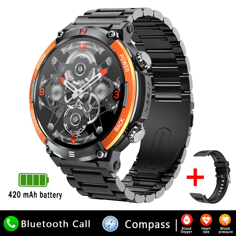 1,52-дюймовый Bluetooth-звонок Смарт-часы для мужчин Фитнес-трекер 420 мАч Аккумулятор IP68 Водонепроницаемый Спорт на открытом воздухе Смарт-часы для Android Ios