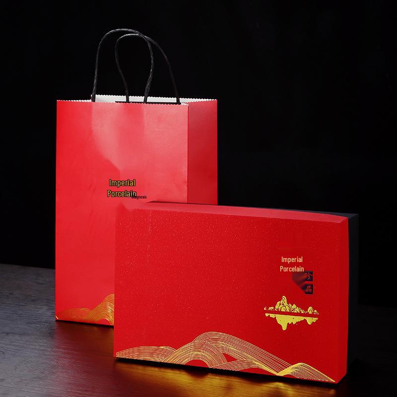 Красный керамический набор чайных чашек с логотипом для памятных корпоративных подарков