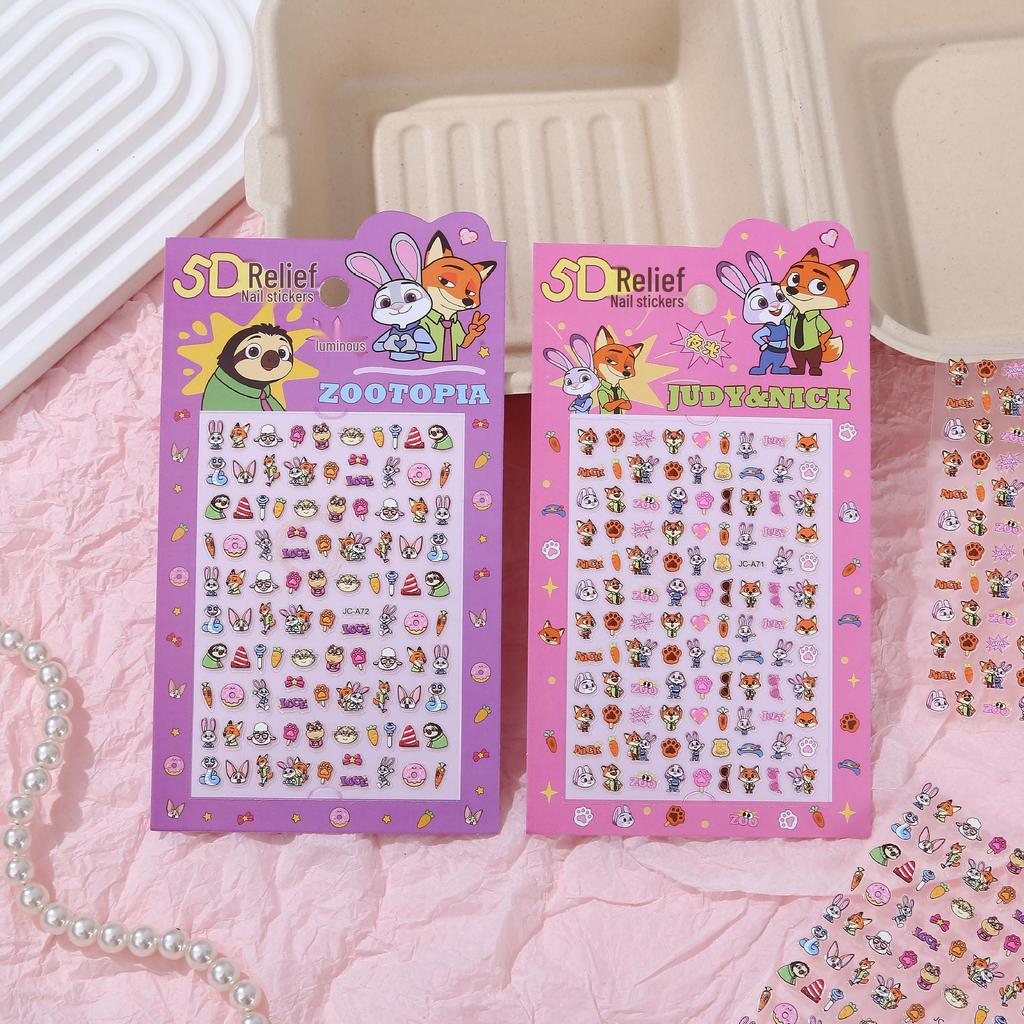5D рельефные наклейки для ногтей «Зверополис» для девочек – DIY мультяшное украшение для нейл-арта