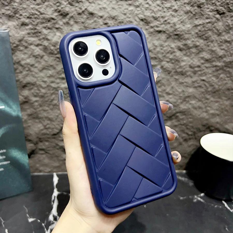 Роскошный тканый узорный чехол для телефона iPhone 16 Pro Max 15 Plus 14 12 11 Мягкие чехлы из ТПУ