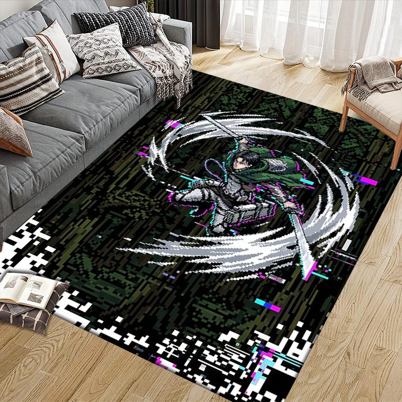 Levi Ackerman Home Sofa Decoration for Living Room & Bedroom, Non‑Slip Play Flannel Floor Mat for Game Room