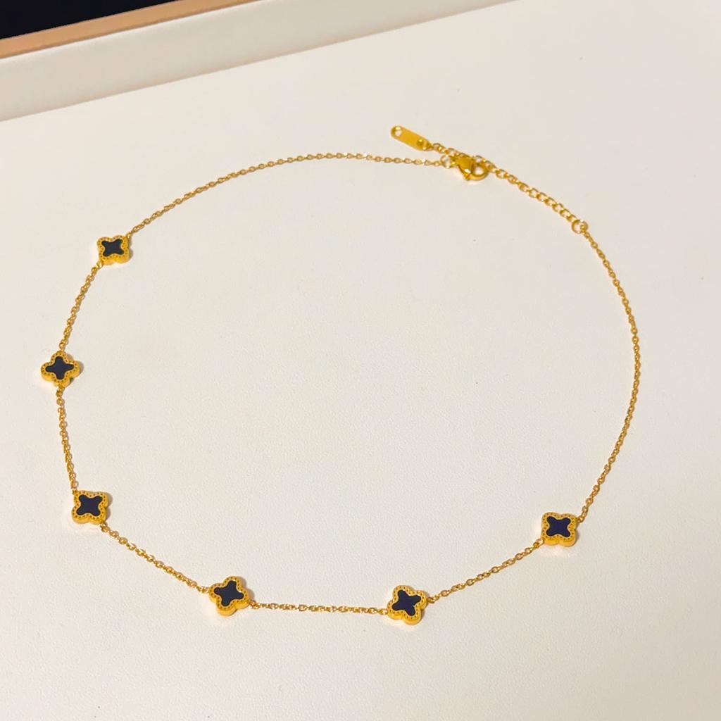 Simple Four-Leaf Clover Necklace Premium Sense Of Light Luxury Versatile Delicate Collarbone Chain Titanium Steel Does Not Lose Color Women's Necklace