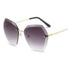 Irregular Vintage Sunglasses Women Brand Rimless Round Sun Glasses Female Retro Metal Frame Clear Lens Pink Brown Shades
