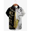 Men's Casual Shirt 3D Music Note Printed Hawaiian Men's Short Sleeve Lining