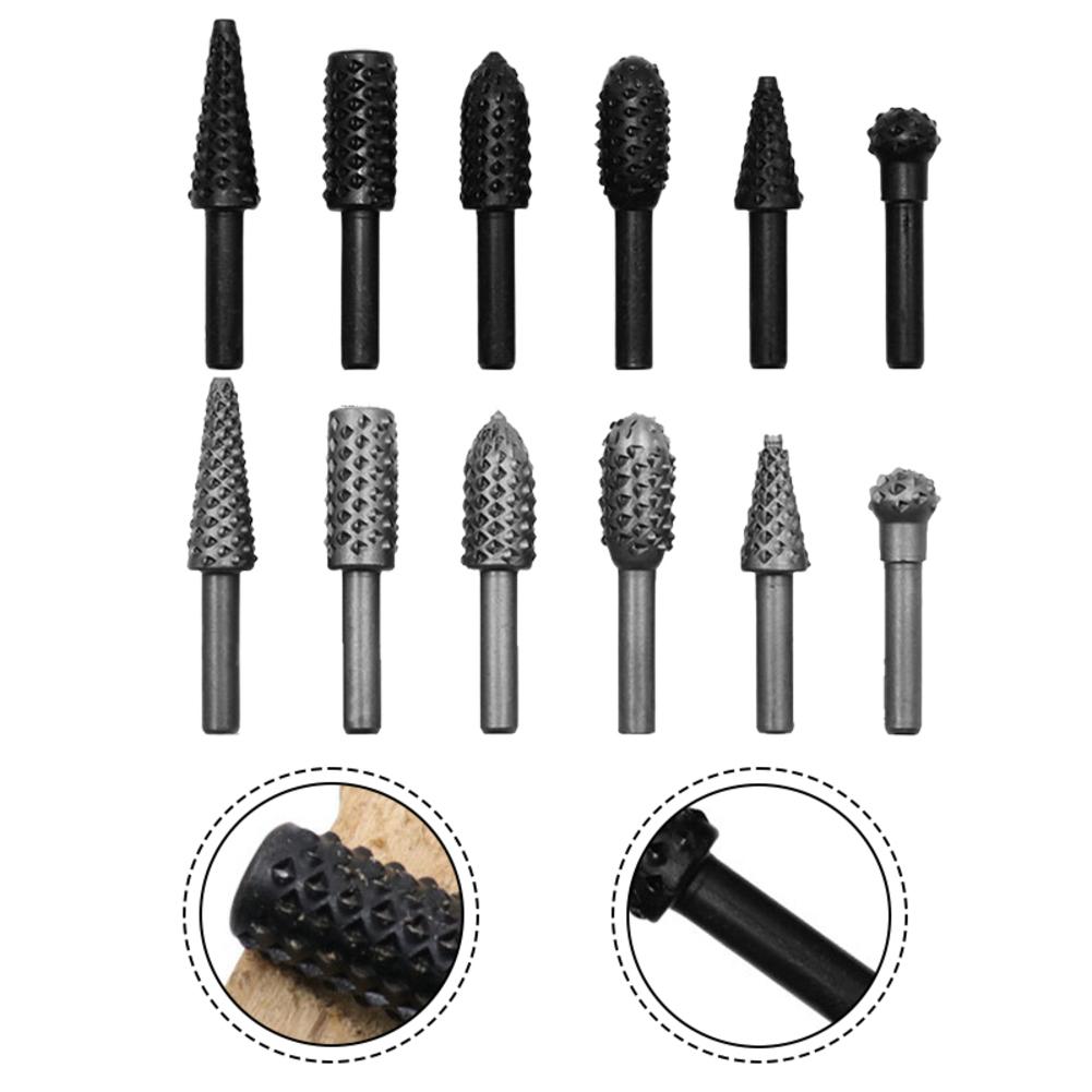 Набор из 10 штук вращающихся напильников, шлифовальных головок, твердосплавных фрез с двойной насечкой, электрических шлифовальных головок, резных напильников, полировальных сверл