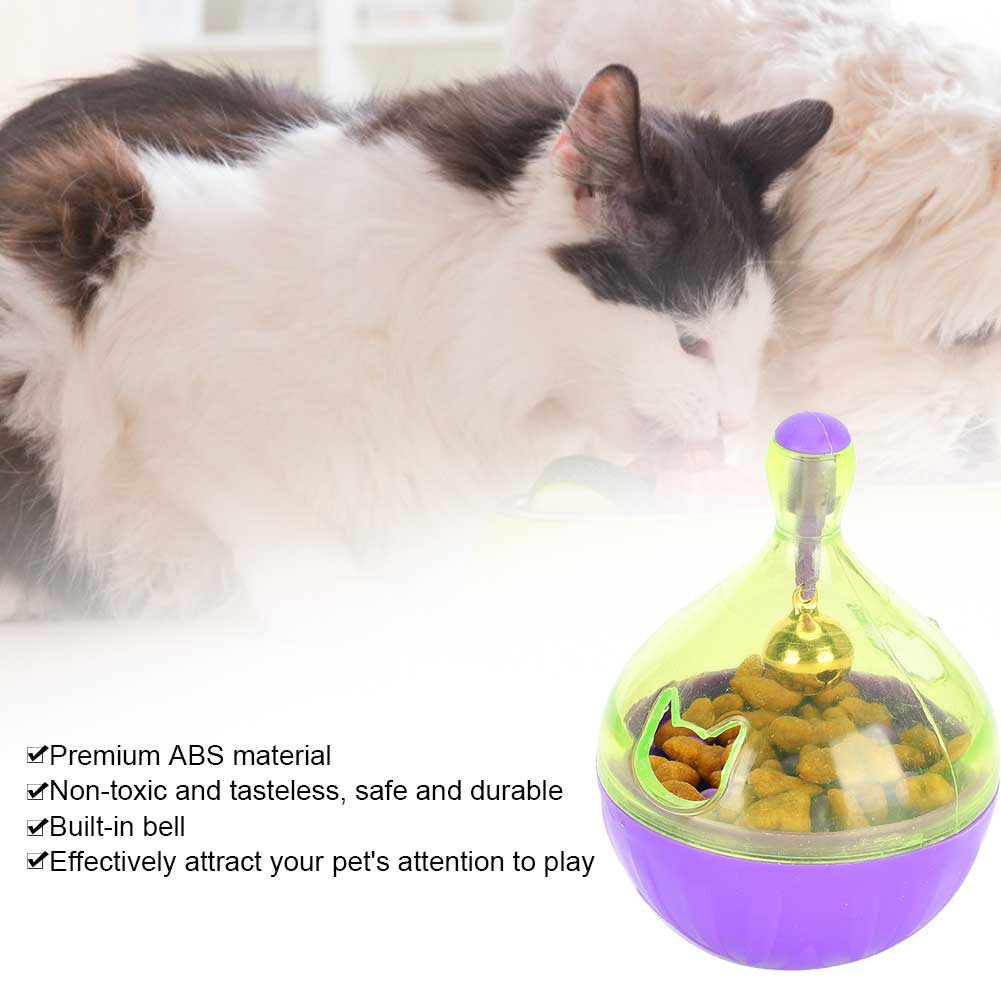 Fun Pet Bowl Feeder Roly Poly Food Leakage Ball Interactive Toy for Cat Dog Purple ABS