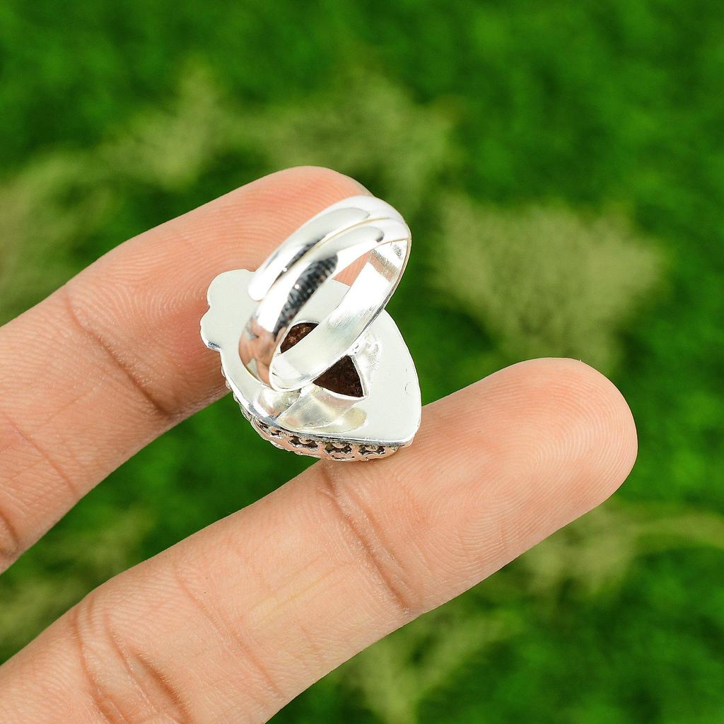 925 Silver Sacral Chakra Sunstone Stone Wedding Sister Promise Boho Ring Jewelry