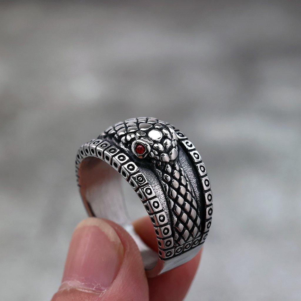 Retro Stainless Steel Men's and Women's Suitable Ring Solid Diamond Snake Ring