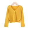 Autumn Winter Long Sleeve Casual Short Cardigan Tops Women Fashion Slim Fit Long Sleeve Solid Knitted Cardigans Woman Vintage V Neck Knitwear 16181