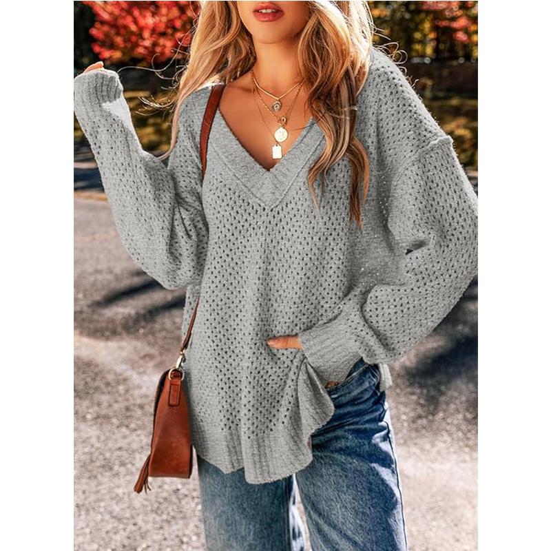 Осень и зима Европа и США V-образный вырез ленивый повседневный рукав длинный рукав уличный все