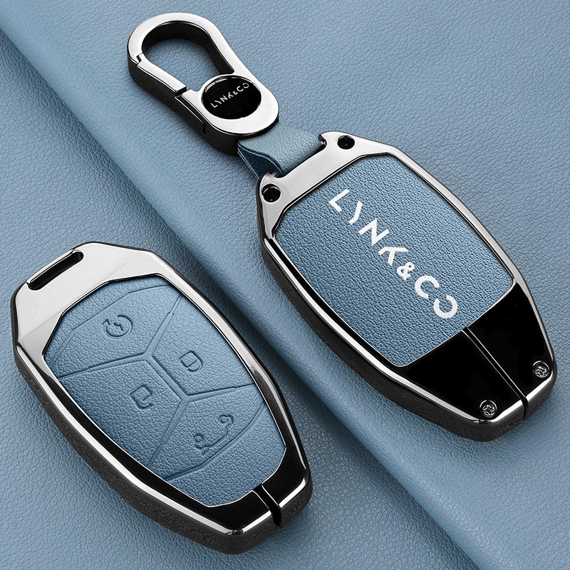 Кожаный чехол для ключей автомобиля из цинкового сплава Lynk & Co Lynk & Co Lynk Co 05 01 02 03 06 09 Брелок с 4 кнопками Чехол для ключей автомобиля Чехол
