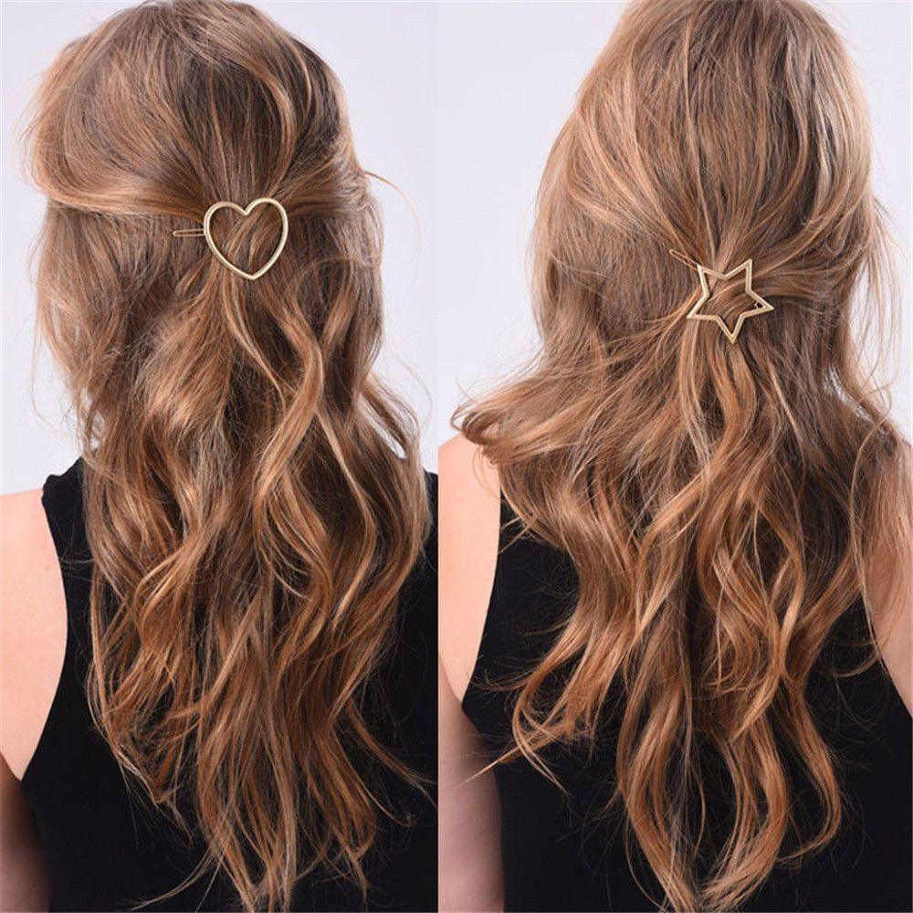 Ornaments Barrette Metal Hairpins Moon Circle Hairgrip Woman Hair Accessories Triangle Hair Clip