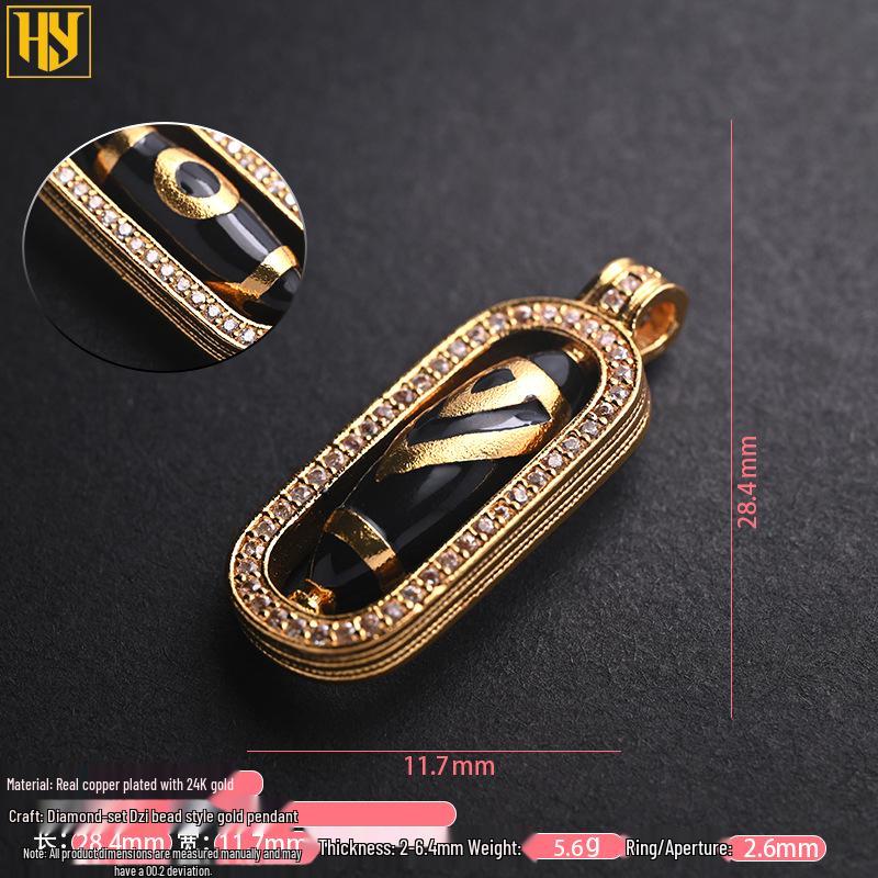 Подвеска-ожерелье с тибетским Дзи девятиглазым амулетом, покрытая 24-каратным золотом, с инкрустацией цирконами