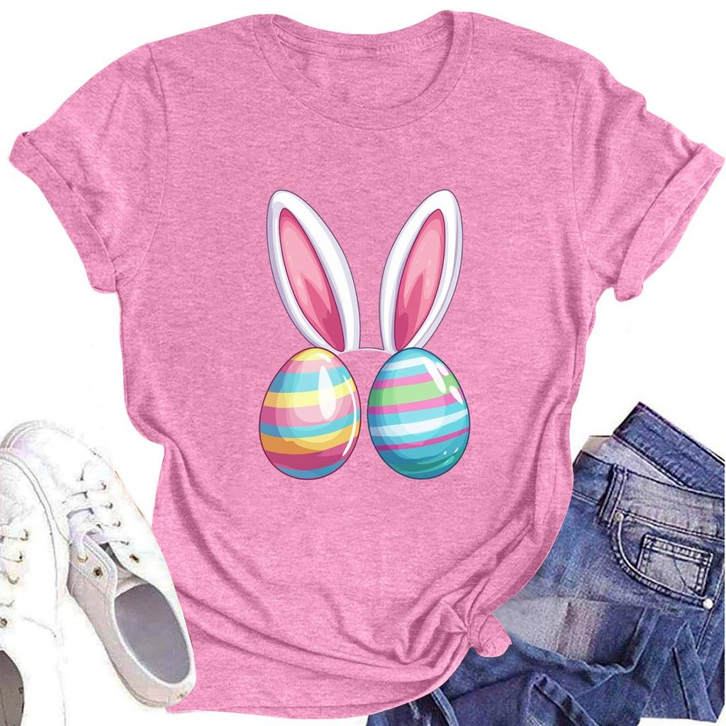 Women's Printed Round Neck Short-sleeved T-shirt Top