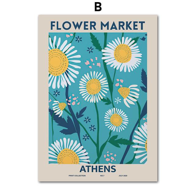 Абстрактные Лас Флорес, Афины, Лондон, цветочный рынок, настенное искусство, холст, постеры, живопись и принты, настенные панно для декора гостиной