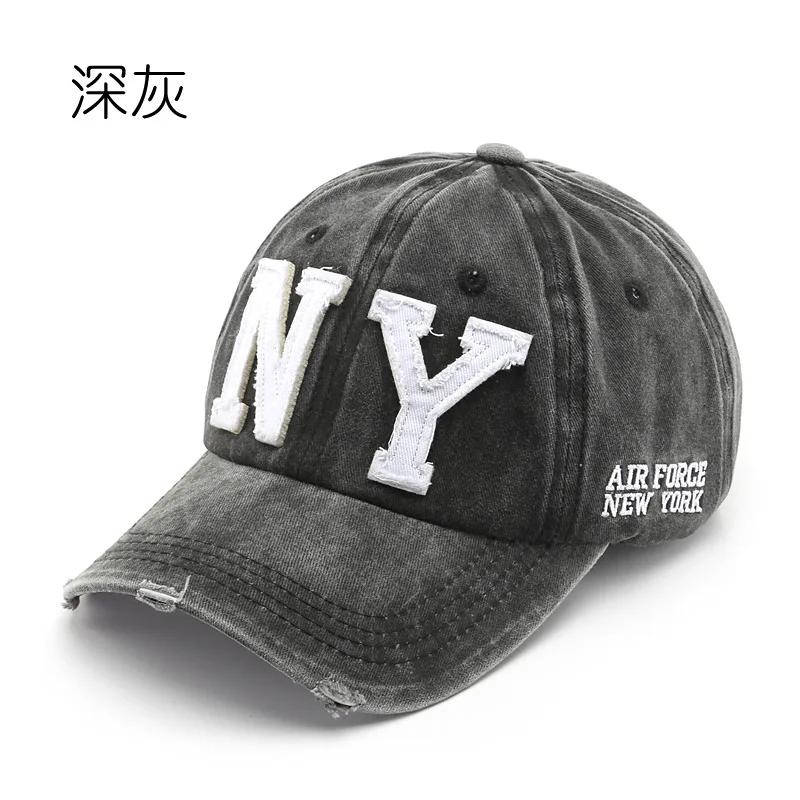Summer Men's Baseball Cap for Women Cap Washed Cotton Soft Top Snapback Hat Big Letters NY Embroidery Casquette Unisex