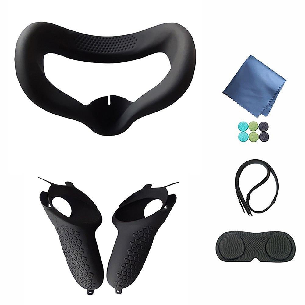 Чехол на ручку сенсорного контроллера для Oculus Quest 2 с силиконовой крышкой для лица, защитной крышкой объектива, комбинированным силиконовым ремешком на ручке, набором аксессуаров VR